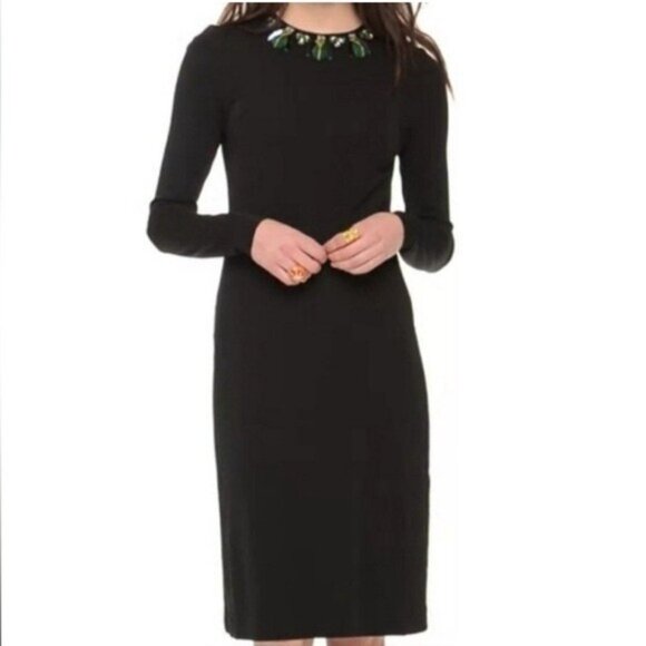 Tory Burch Deena Beetle Embellished Dress Rayon Stretch Black Jewel Size Small • - Picture 1 of 9